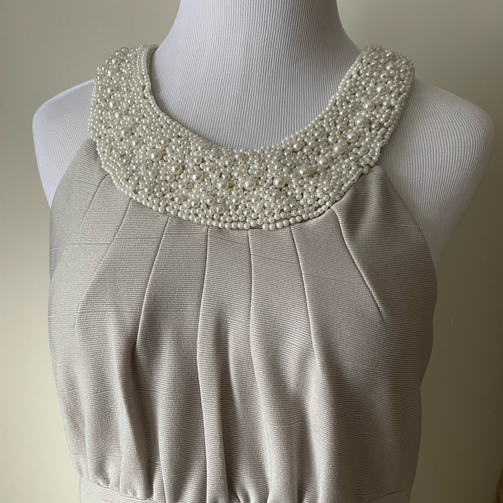 Dress barn collection medium length taupe cocktail dress . Size 12